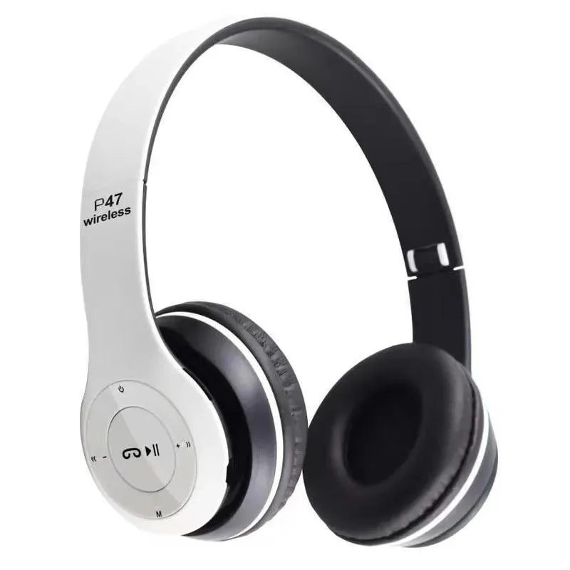 P47 Wireless Bluetooth Headphones - Deep Bass Foldable Gaming Headset (Black)