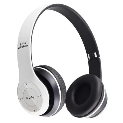 P47 Wireless Bluetooth Headphones - Deep Bass Foldable Gaming Headset (Black)