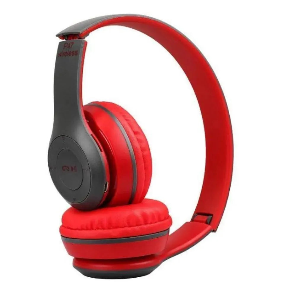 P47 Wireless Bluetooth Headphones - Deep Bass Foldable Gaming Headset (Black)