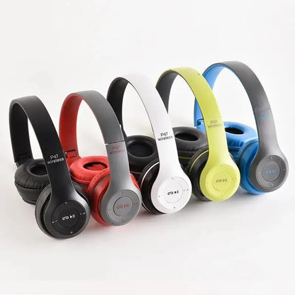 P47 Wireless Bluetooth Headphones - Deep Bass Foldable Gaming Headset (Black)