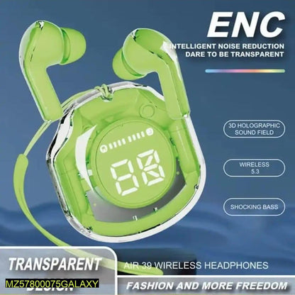 Ultra-Stylish Transparent Bluetooth 5.3 Earbuds - Fast Charging Wireless Headphones