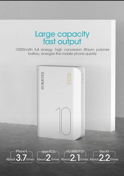 Ultra-Slim 10000mAh Fast Charging Portable Power Bank - White Edition